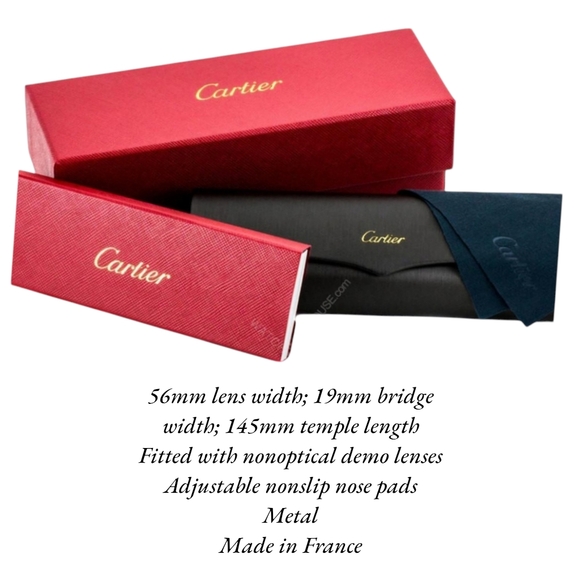 Cartier Signature C Rimless Gold Toned 56MM Rectangular Eyeglasses - Picture 10 of 10